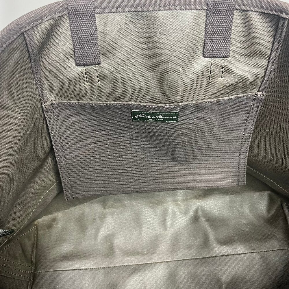 Eddie Bauer Boat Tote XL Waxed Canvas Bag Well Seasoned Outdoor Utility Garden - Picture 3 of 15